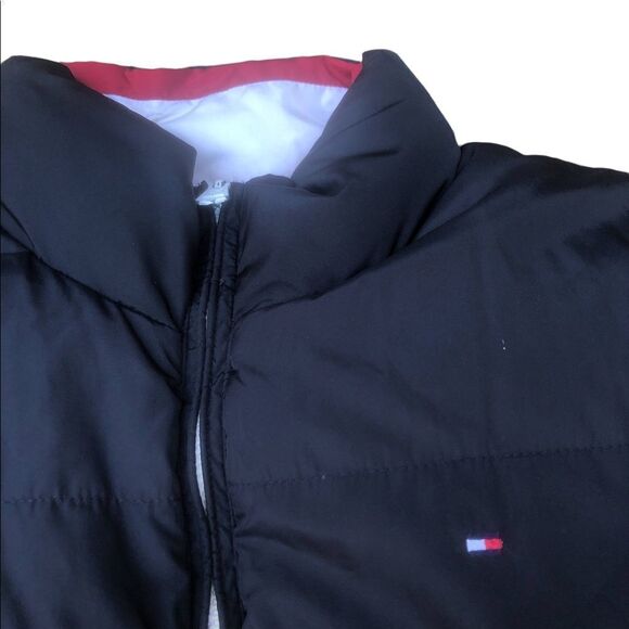 Vintage 2011 Tommy Hilfiger Reversible Jacket Large Black/Red BIG LOGO - Picture 3 of 15